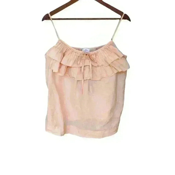 LOFT Tops - Ann Taylor Loft Strappy Ruffled Linen Blend Top
